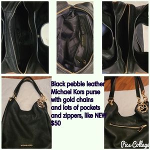 MK Black and gold chain purse